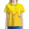 Sweet Honey Honeycomb Print Women's Polo Shirt
