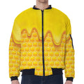 Sweet Honey Honeycomb Print Zip Sleeve Bomber Jacket