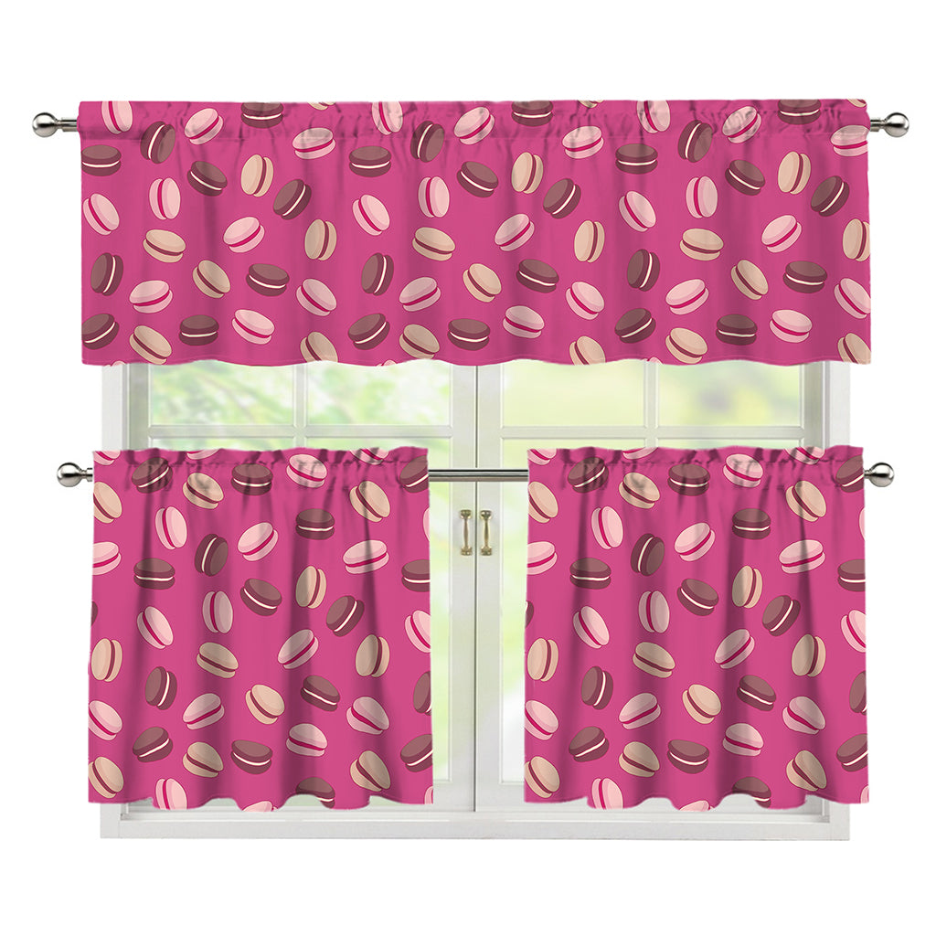 Sweet Macarons Pattern Print 3 Piece Kitchen Curtains