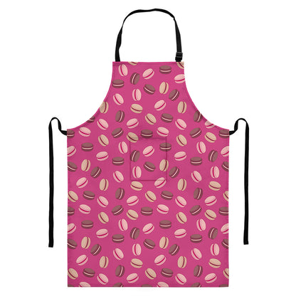 Sweet Macarons Pattern Print Bib Apron With Pocket