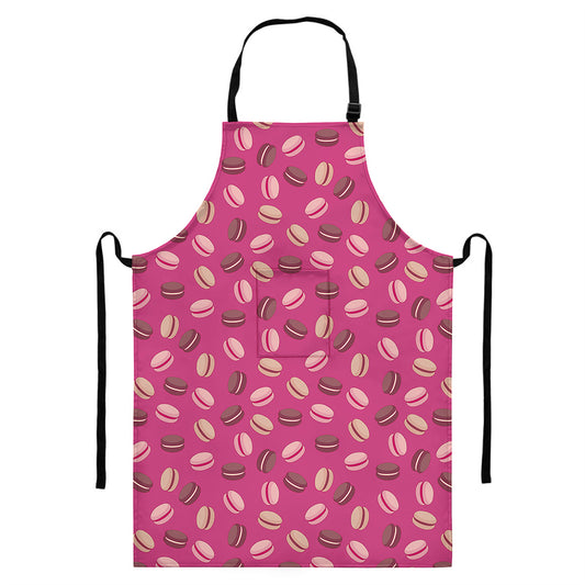 Sweet Macarons Pattern Print Bib Apron With Pocket