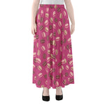 Sweet Macarons Pattern Print Chiffon Maxi Skirt
