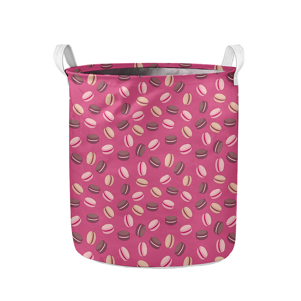 Sweet Macarons Pattern Print Collapsible Laundry Basket