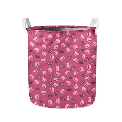Sweet Macarons Pattern Print Collapsible Laundry Basket