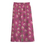 Sweet Macarons Pattern Print Cotton Front Slit Maxi Skirt