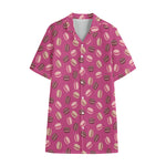 Sweet Macarons Pattern Print Cotton Hawaiian Shirt
