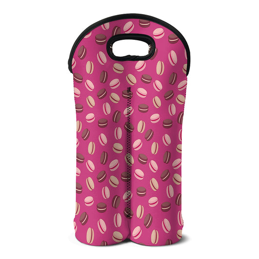Sweet Macarons Pattern Print Double Neoprene Wine Tote