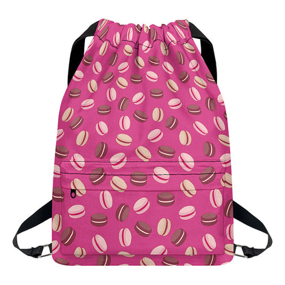 Sweet Macarons Pattern Print Drawstring Backpack