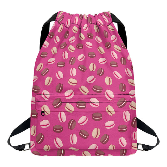 Sweet Macarons Pattern Print Drawstring Backpack