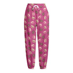 Sweet Macarons Pattern Print Fleece Lined Knit Pants