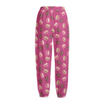 Sweet Macarons Pattern Print Fleece Lined Knit Pants