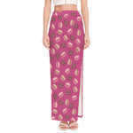 Sweet Macarons Pattern Print High Slit Maxi Skirt