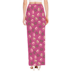 Sweet Macarons Pattern Print High Slit Maxi Skirt