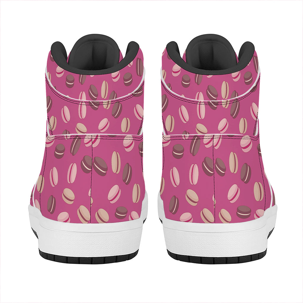 Sweet Macarons Pattern Print High Top Leather Sneakers
