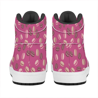 Sweet Macarons Pattern Print High Top Leather Sneakers