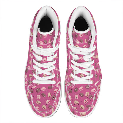 Sweet Macarons Pattern Print High Top Leather Sneakers