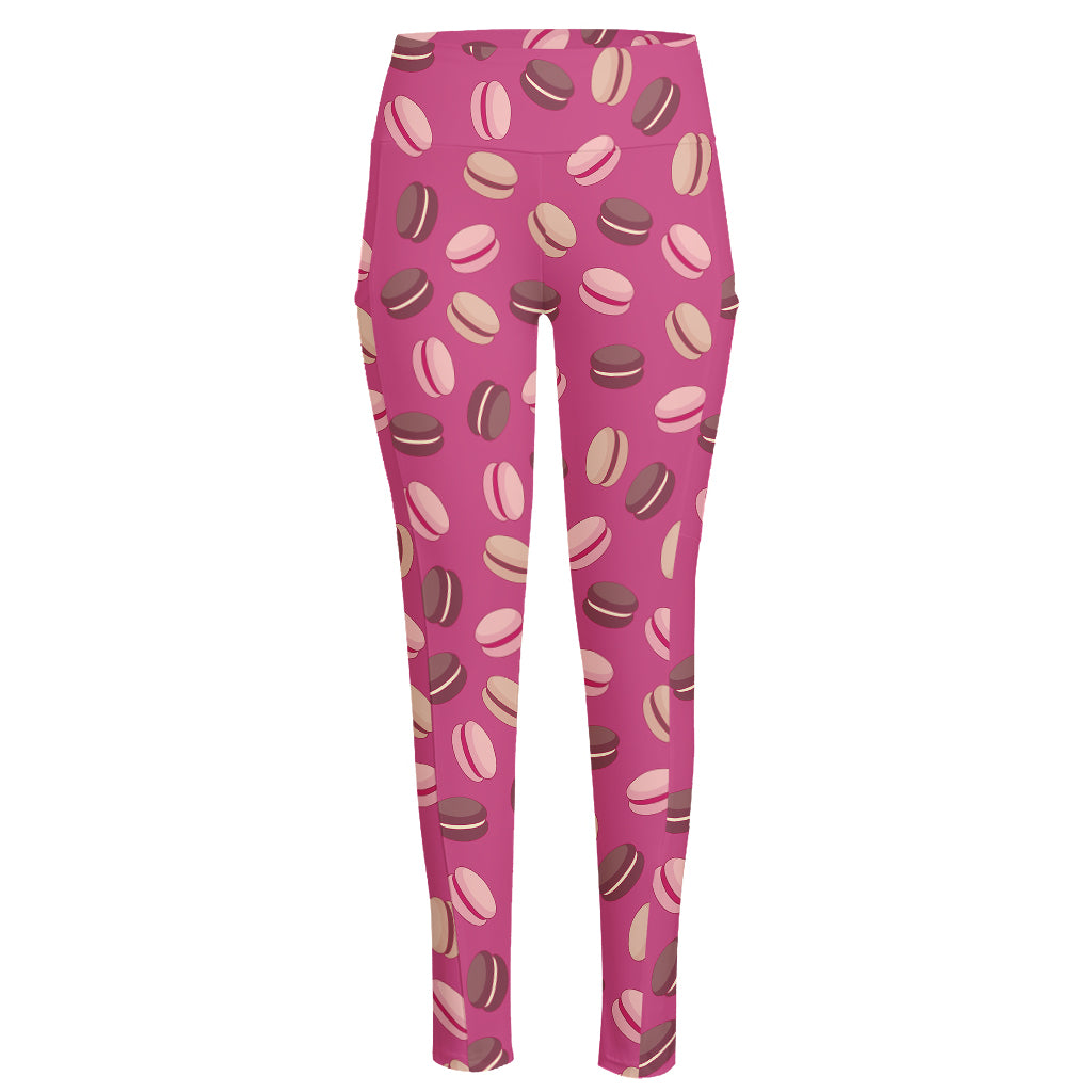 Sweet Macarons Pattern Print High-Waisted Pocket Leggings