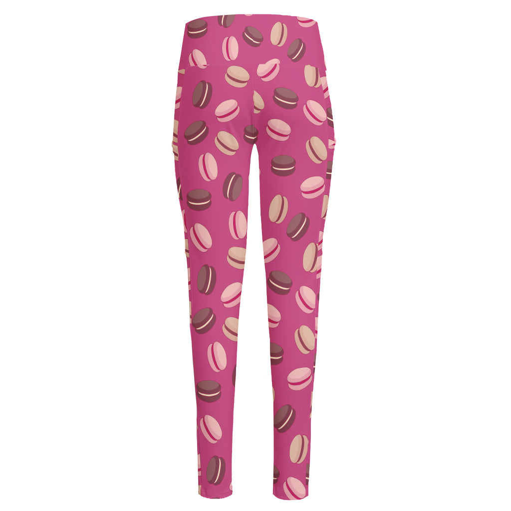 Sweet Macarons Pattern Print High-Waisted Pocket Leggings