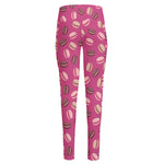 Sweet Macarons Pattern Print High-Waisted Pocket Leggings