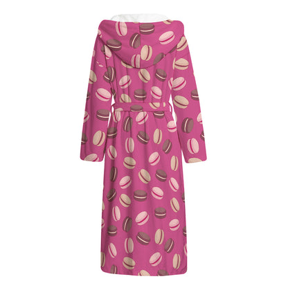 Sweet Macarons Pattern Print Hooded Bathrobe