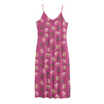 Sweet Macarons Pattern Print Jersey Midi Cami Dress
