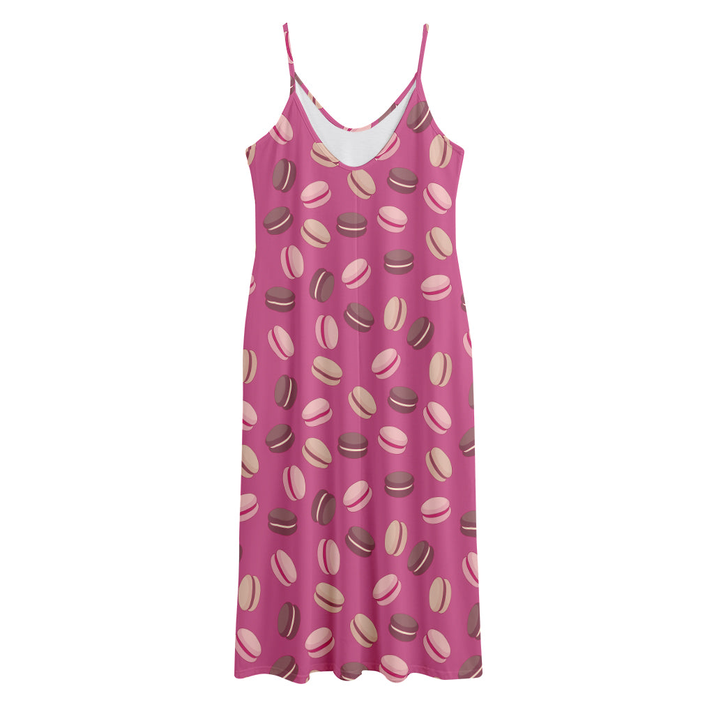 Sweet Macarons Pattern Print Jersey Midi Cami Dress