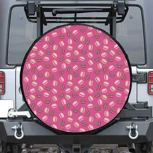 Sweet Macarons Pattern Print Leather Spare Tire Cover