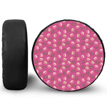 Sweet Macarons Pattern Print Leather Spare Tire Cover