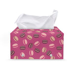 Sweet Macarons Pattern Print Leather Tissue Box Cover