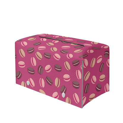 Sweet Macarons Pattern Print Leather Tissue Box Cover