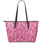 Sweet Macarons Pattern Print Leather Tote Bag