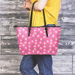 Sweet Macarons Pattern Print Leather Tote Bag