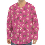 Sweet Macarons Pattern Print Long Sleeve Baseball Jersey