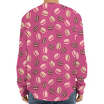 Sweet Macarons Pattern Print Long Sleeve Baseball Jersey