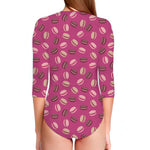 Sweet Macarons Pattern Print Long Sleeve Swimsuit