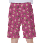 Sweet Macarons Pattern Print Men's Beach Shorts