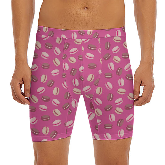 Sweet Macarons Pattern Print Men's Long Boxer Briefs