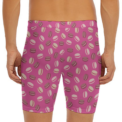 Sweet Macarons Pattern Print Men's Long Boxer Briefs
