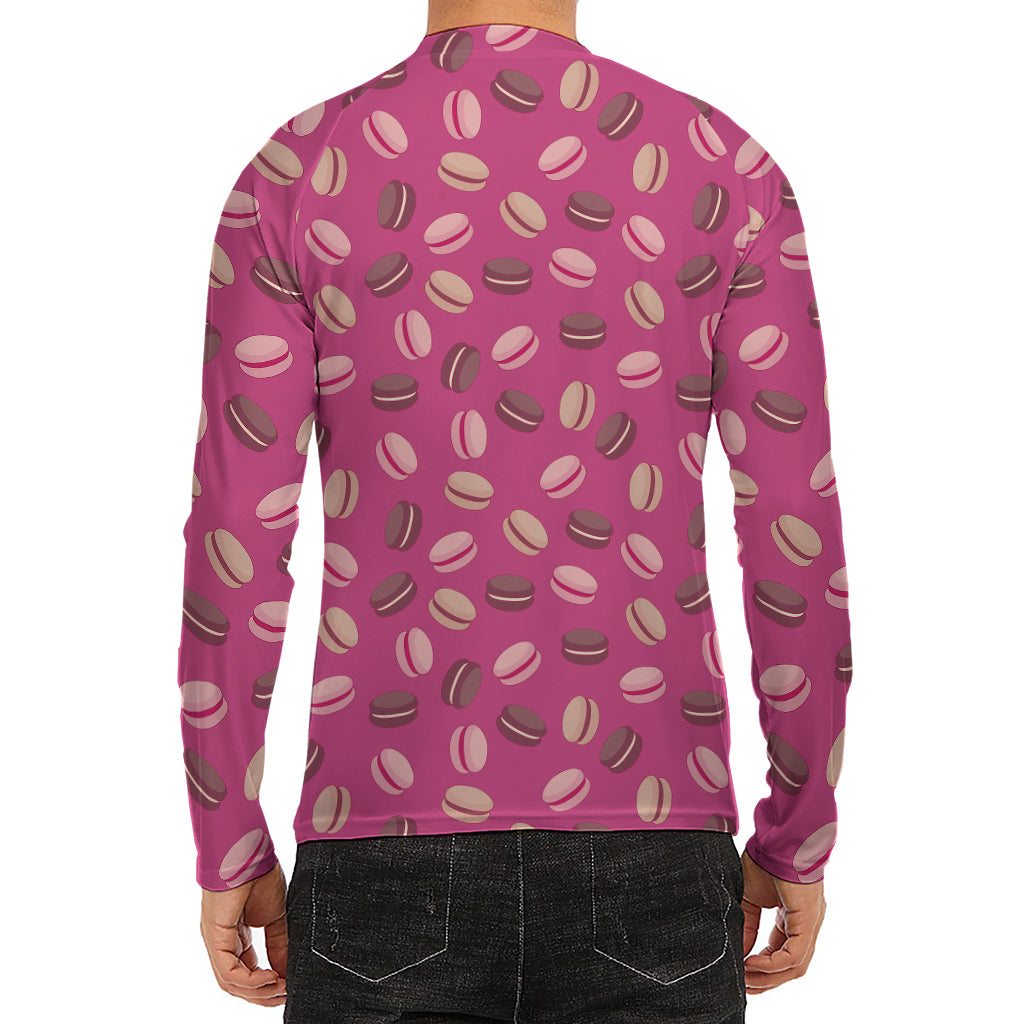 Sweet Macarons Pattern Print Men's Long Sleeve Rash Guard