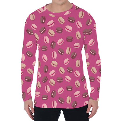Sweet Macarons Pattern Print Men's Long Sleeve T-Shirt