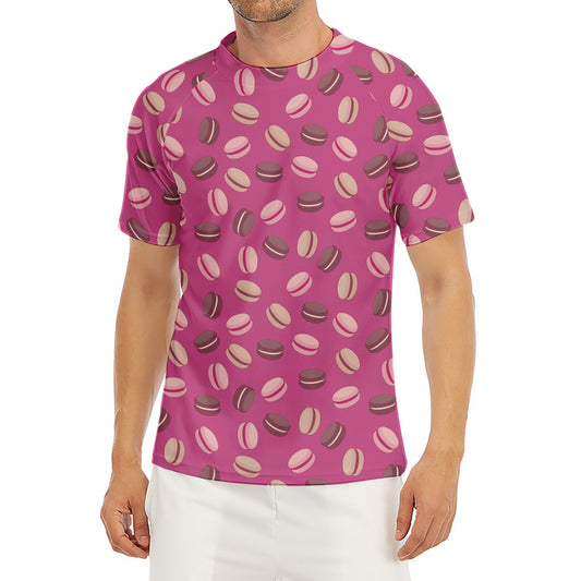 Sweet Macarons Pattern Print Men's Short Sleeve Rash Guard