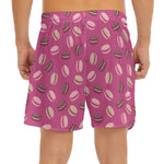 Sweet Macarons Pattern Print Men's Split Running Shorts