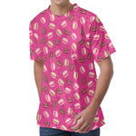 Sweet Macarons Pattern Print Men's Velvet T-Shirt