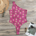 Sweet Macarons Pattern Print One Shoulder Bodysuit