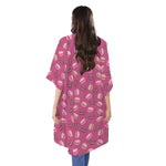 Sweet Macarons Pattern Print Open Front Beach Cover Up