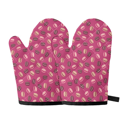 Sweet Macarons Pattern Print Oven Mitts