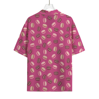 Sweet Macarons Pattern Print Rayon Hawaiian Shirt