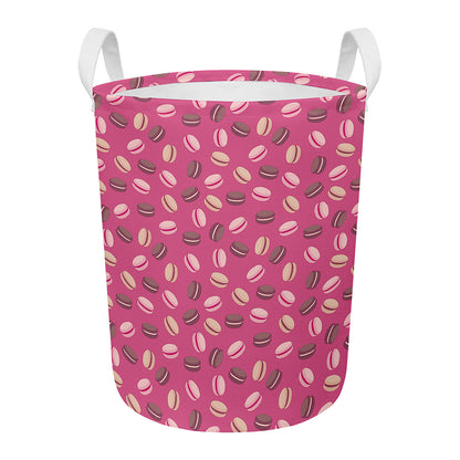 Sweet Macarons Pattern Print Round Laundry Basket