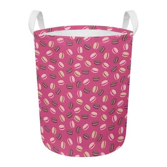 Sweet Macarons Pattern Print Round Laundry Basket