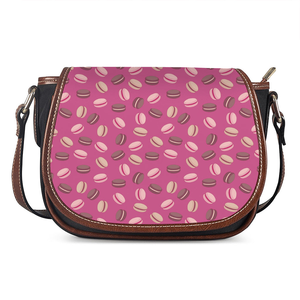 Sweet Macarons Pattern Print Saddle Bag